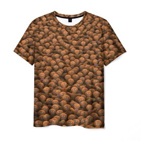 Мужская футболка 3D с принтом Имбирные пряники в Тюмени, 100% полиэфир | прямой крой, круглый вырез горловины, длина до линии бедер | выпечка | еда | имбирный | новогодний | новый год | патерн | печенье | печеньки | рождественский | рождество | текстура | толпа