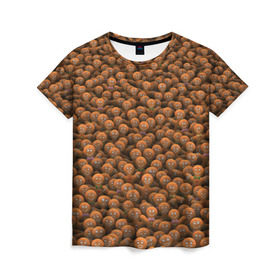 Женская футболка 3D с принтом Имбирные пряники в Тюмени, 100% полиэфир ( синтетическое хлопкоподобное полотно) | прямой крой, круглый вырез горловины, длина до линии бедер | выпечка | еда | имбирный | новогодний | новый год | патерн | печенье | печеньки | рождественский | рождество | текстура | толпа