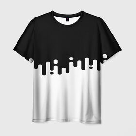 Мужская футболка 3D с принтом Чёрно-белый узор в Тюмени, 100% полиэфир | прямой крой, круглый вырез горловины, длина до линии бедер | Тематика изображения на принте: abstraction | engine | pattern | абстракция | геометрия | графики | движение | краска | текстура | чертежи | штрихи