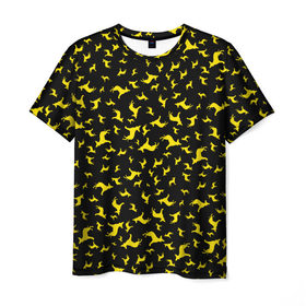 Мужская футболка 3D с принтом Желтые собачки в Тюмени, 100% полиэфир | прямой крой, круглый вырез горловины, длина до линии бедер | Тематика изображения на принте: dog | new year | животные | новый год | символ | собака