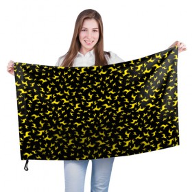 Флаг 3D с принтом Желтые собачки в Тюмени, 100% полиэстер | плотность ткани — 95 г/м2, размер — 67 х 109 см. Принт наносится с одной стороны | Тематика изображения на принте: dog | new year | животные | новый год | символ | собака