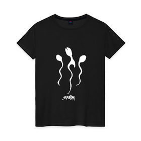 Женская футболка хлопок с принтом OOMPH! Sperm в Тюмени, 100% хлопок | прямой крой, круглый вырез горловины, длина до линии бедер, слегка спущенное плечо | Тематика изображения на принте: andreas crap | defekt | dero goi | des wahnsinns fette beut | ego | glaubeliebetod | monster | oomph | plastik | robert flux | sperm | unrein | wahrheit oder pflicht | wunschkind