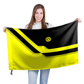 Флаг 3D с принтом FC Borussia Dortmund 2018 в Тюмени, 100% полиэстер | плотность ткани — 95 г/м2, размер — 67 х 109 см. Принт наносится с одной стороны | боруссия | дортмунд
