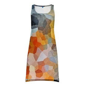 Платье-майка 3D с принтом Мозаика в блеске в Тюмени, 100% полиэстер | полуприлегающий силуэт, широкие бретели, круглый вырез горловины, удлиненный подол сзади. | abstraction | абстракция | геометрия | грани | линии | полигоны | розовый | сочетания | текстура | треугольники
