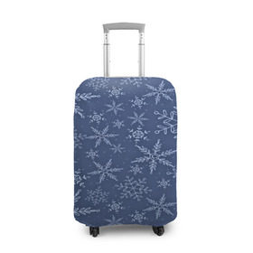 Чехол для чемодана 3D с принтом Волшебные снежинки в Тюмени, 86% полиэфир, 14% спандекс | двустороннее нанесение принта, прорези для ручек и колес | new year | santa | дед мороз | елка | елочки | новогодний | новый год | рождество | сантаклаус | снег | снежинки