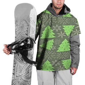 Накидка на куртку 3D с принтом Зелёные ёлочки в Тюмени, 100% полиэстер |  | new year | santa | дед мороз | елка | елочки | новогодний | новый год | рождество | сантаклаус | снег | снежинки