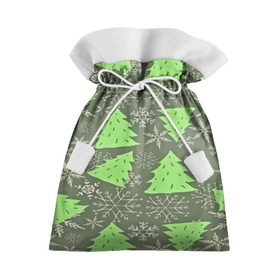Подарочный 3D мешок с принтом Зелёные ёлочки в Тюмени, 100% полиэстер | Размер: 29*39 см | new year | santa | дед мороз | елка | елочки | новогодний | новый год | рождество | сантаклаус | снег | снежинки