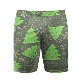 Мужские шорты 3D спортивные с принтом Зелёные ёлочки в Тюмени,  |  | new year | santa | дед мороз | елка | елочки | новогодний | новый год | рождество | сантаклаус | снег | снежинки