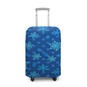 Чехол для чемодана 3D с принтом Снежинки 2018 в Тюмени, 86% полиэфир, 14% спандекс | двустороннее нанесение принта, прорези для ручек и колес | new year | santa | дед мороз | елка | елочки | новогодний | новый год | рождество | сантаклаус | снег | снежинки