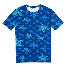 Мужская футболка 3D с принтом Снежинки 2018 в Тюмени, 100% полиэфир | прямой крой, круглый вырез горловины, длина до линии бедер | new year | santa | дед мороз | елка | елочки | новогодний | новый год | рождество | сантаклаус | снег | снежинки