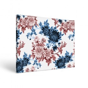 Холст прямоугольный с принтом Blue and Red в Тюмени, 100% ПВХ |  | vppdgryphon | арт | краска | лес | пион | пионы | тропики | цветные | цветок | цветы