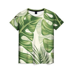 Женская футболка 3D с принтом Папоротник в Тюмени, 100% полиэфир ( синтетическое хлопкоподобное полотно) | прямой крой, круглый вырез горловины, длина до линии бедер | vppdgryphon | арт | краска | лес | папоротник | тропики | цветные | цветок | цветы
