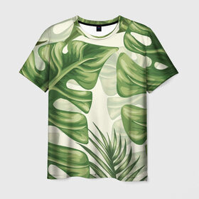 Мужская футболка 3D с принтом Папоротник в Тюмени, 100% полиэфир | прямой крой, круглый вырез горловины, длина до линии бедер | vppdgryphon | арт | краска | лес | папоротник | тропики | цветные | цветок | цветы