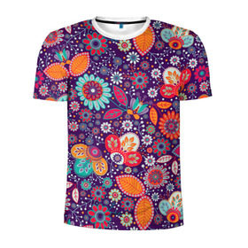 Мужская футболка 3D спортивная с принтом Цветочный взрыв в Тюмени, 100% полиэстер с улучшенными характеристиками | приталенный силуэт, круглая горловина, широкие плечи, сужается к линии бедра | vppdgryphon | арт | взрыв | краска | тропики | цветные | цветок | цветочный | цветы