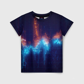Детская футболка 3D с принтом Компьютерный код в Тюмени, 100% гипоаллергенный полиэфир | прямой крой, круглый вырез горловины, длина до линии бедер, чуть спущенное плечо, ткань немного тянется | график | разноцветный | яркий