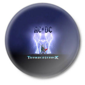 Значок с принтом AC DC Тор молнии в Тюмени,  металл | круглая форма, металлическая застежка в виде булавки | ac dc | acdc | ангус янг | блюз рок | группа | крис слэйд | рок | рок н ролл | стиви янг | хард рок | эксл роуз