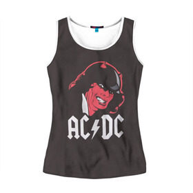 Женская майка 3D с принтом Чёрт AC/DC в Тюмени, 100% полиэстер | круглая горловина, прямой силуэт, длина до линии бедра | ac dc | acdc | ангус янг | блюз рок | крис слэйд | рок группа | рок н ролл | стиви янг | хард рок | эксл роуз