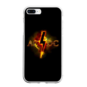 Чехол для iPhone 7Plus/8 Plus матовый с принтом AC DC огонь в Тюмени, Силикон | Область печати: задняя сторона чехла, без боковых панелей | ac dc | acdc | ангус янг | блюз рок | крис слэйд | надпись | рок группа | рок н ролл | стиви янг | хард рок | эксл роуз
