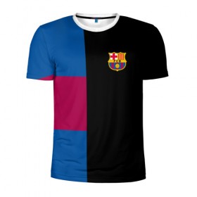 Мужская футболка 3D спортивная с принтом FC Barcelona Black Version в Тюмени, 100% полиэстер с улучшенными характеристиками | приталенный силуэт, круглая горловина, широкие плечи, сужается к линии бедра | 