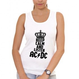 Женская майка хлопок с принтом Keep calm and listen AC/DC в Тюмени, 95% хлопок, 5% эластан |  | ac dc | acdc | австралийская | альбом | ангус янг | блюз рок | гитара | головы | группа | крис слэйд | музыканты | надпись | певцы | рок | рок н ролл | стиви янг | хард рок | эксл роуз