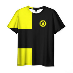 Мужская футболка 3D с принтом FC Borussia Dortmund Black в Тюмени, 100% полиэфир | прямой крой, круглый вырез горловины, длина до линии бедер | боруссия | дортмунд