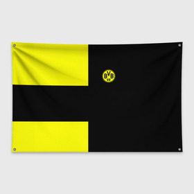 Флаг-баннер с принтом FC Borussia Dortmund Black в Тюмени, 100% полиэстер | размер 67 х 109 см, плотность ткани — 95 г/м2; по краям флага есть четыре люверса для крепления | боруссия | дортмунд
