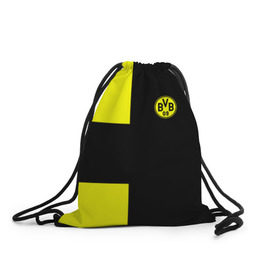 Рюкзак-мешок 3D с принтом FC Borussia Dortmund Black в Тюмени, 100% полиэстер | плотность ткани — 200 г/м2, размер — 35 х 45 см; лямки — толстые шнурки, застежка на шнуровке, без карманов и подкладки | боруссия | дортмунд