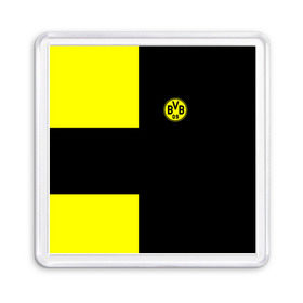 Магнит 55*55 с принтом FC Borussia Dortmund Black в Тюмени, Пластик | Размер: 65*65 мм; Размер печати: 55*55 мм | боруссия | дортмунд