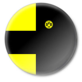 Значок с принтом FC Borussia Dortmund Black в Тюмени,  металл | круглая форма, металлическая застежка в виде булавки | Тематика изображения на принте: боруссия | дортмунд