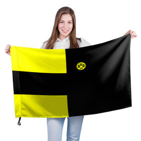 Флаг 3D с принтом FC Borussia Dortmund Black в Тюмени, 100% полиэстер | плотность ткани — 95 г/м2, размер — 67 х 109 см. Принт наносится с одной стороны | боруссия | дортмунд