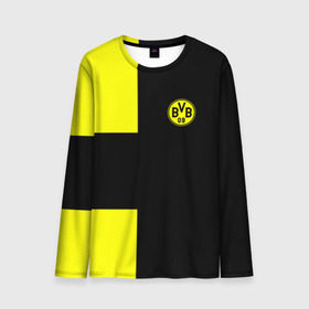 Мужской лонгслив 3D с принтом FC Borussia Dortmund Black в Тюмени, 100% полиэстер | длинные рукава, круглый вырез горловины, полуприлегающий силуэт | боруссия | дортмунд