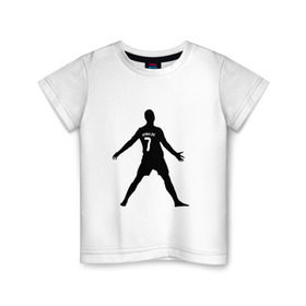 Детская футболка хлопок с принтом Cristiano Ronaldo Real Madrid в Тюмени, 100% хлопок | круглый вырез горловины, полуприлегающий силуэт, длина до линии бедер | cristiano ronaldo real madrid | криштиану роналду