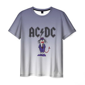 Мужская футболка 3D с принтом AC/DC чертенок в Тюмени, 100% полиэфир | прямой крой, круглый вырез горловины, длина до линии бедер | Тематика изображения на принте: 