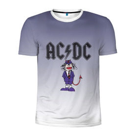 Мужская футболка 3D спортивная с принтом AC/DC чертенок в Тюмени, 100% полиэстер с улучшенными характеристиками | приталенный силуэт, круглая горловина, широкие плечи, сужается к линии бедра | Тематика изображения на принте: 