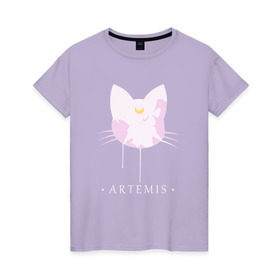 Женская футболка хлопок с принтом Artemis в Тюмени, 100% хлопок | прямой крой, круглый вырез горловины, длина до линии бедер, слегка спущенное плечо | anime | sailor moon | аниме | сейлор мун
