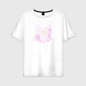 Женская футболка хлопок Oversize с принтом Artemis в Тюмени, 100% хлопок | свободный крой, круглый ворот, спущенный рукав, длина до линии бедер
 | anime | sailor moon | аниме | сейлор мун