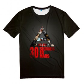 Мужская футболка 3D с принтом Группа 30 Seconds to Mars в Тюмени, 100% полиэфир | прямой крой, круглый вырез горловины, длина до линии бедер | 
