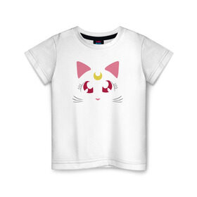 Детская футболка хлопок с принтом Guarding Cat в Тюмени, 100% хлопок | круглый вырез горловины, полуприлегающий силуэт, длина до линии бедер | anime | sailor moon | аниме | сейлор мун