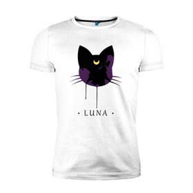 Мужская футболка премиум с принтом Luna в Тюмени, 92% хлопок, 8% лайкра | приталенный силуэт, круглый вырез ворота, длина до линии бедра, короткий рукав | anime | sailor moon | аниме | сейлор мун