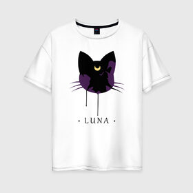 Женская футболка хлопок Oversize с принтом Luna в Тюмени, 100% хлопок | свободный крой, круглый ворот, спущенный рукав, длина до линии бедер
 | anime | sailor moon | аниме | сейлор мун