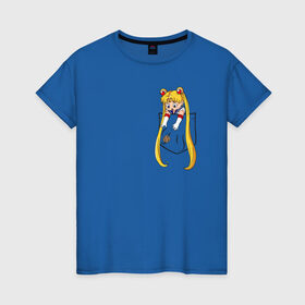 Женская футболка хлопок с принтом Little Pocket Moon в Тюмени, 100% хлопок | прямой крой, круглый вырез горловины, длина до линии бедер, слегка спущенное плечо | anime | sailor moon | аниме | сейлор мун