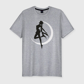 Мужская футболка премиум с принтом Луна в Тюмени, 92% хлопок, 8% лайкра | приталенный силуэт, круглый вырез ворота, длина до линии бедра, короткий рукав | anime | sailor moon | аниме | сейлор мун