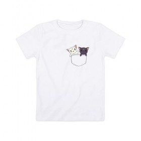 Детская футболка хлопок с принтом Кисы в Тюмени, 100% хлопок | круглый вырез горловины, полуприлегающий силуэт, длина до линии бедер | anime | cat | sailor moon | аниме | кисы | сейлор мун