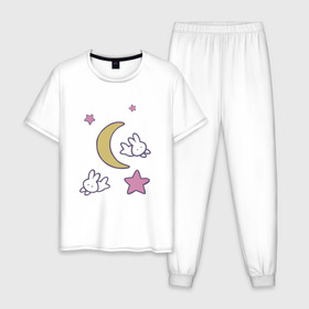 Мужская пижама хлопок с принтом Луна в Тюмени, 100% хлопок | брюки и футболка прямого кроя, без карманов, на брюках мягкая резинка на поясе и по низу штанин
 | anime | sailor moon | аниме | сейлор мун