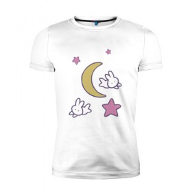 Мужская футболка премиум с принтом Луна в Тюмени, 92% хлопок, 8% лайкра | приталенный силуэт, круглый вырез ворота, длина до линии бедра, короткий рукав | Тематика изображения на принте: anime | sailor moon | аниме | сейлор мун