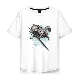 Мужская футболка хлопок Oversize с принтом The Swordswolf в Тюмени, 100% хлопок | свободный крой, круглый ворот, “спинка” длиннее передней части | дарк соулс