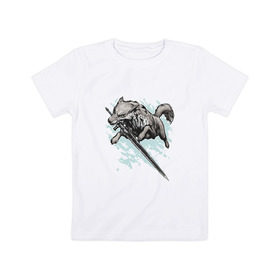 Детская футболка хлопок с принтом The Swordswolf в Тюмени, 100% хлопок | круглый вырез горловины, полуприлегающий силуэт, длина до линии бедер | Тематика изображения на принте: дарк соулс
