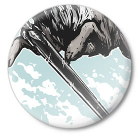 Значок с принтом The Swordswolf в Тюмени,  металл | круглая форма, металлическая застежка в виде булавки | Тематика изображения на принте: дарк соулс