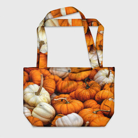Пляжная сумка 3D с принтом тыквы в Тюмени, 100% полиэстер | застегивается на металлическую кнопку; внутренний карман застегивается на молнию. Стенки укреплены специальным мягким материалом, чтобы защитить содержимое от несильных ударов
 | halloween | дача | овощи | октябрь | оранжевый | осень | сентябрь | тыква | хеллуин