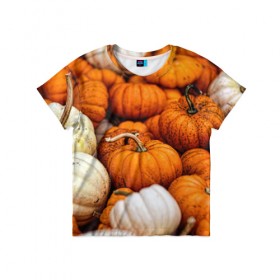 Детская футболка 3D с принтом тыквы в Тюмени, 100% гипоаллергенный полиэфир | прямой крой, круглый вырез горловины, длина до линии бедер, чуть спущенное плечо, ткань немного тянется | halloween | дача | овощи | октябрь | оранжевый | осень | сентябрь | тыква | хеллуин